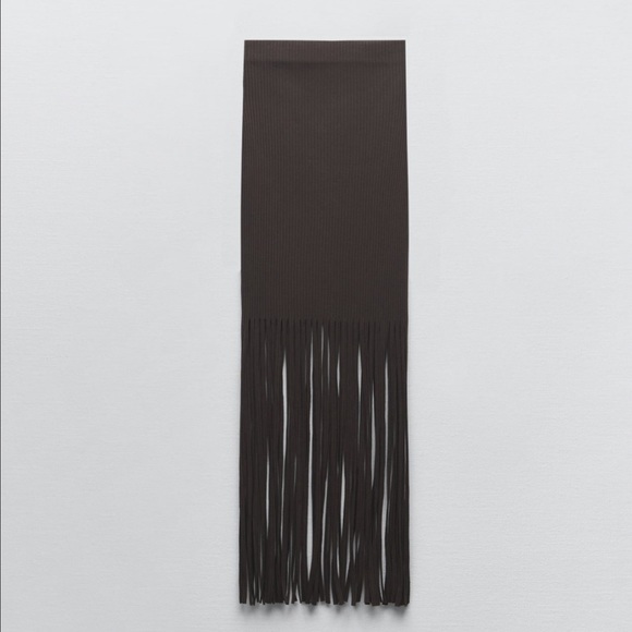 ZARA FRINGED RIBBED SKIRT - Picture 10 of 10